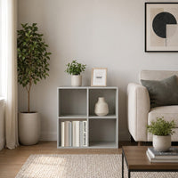 Thumbnail for Grey 4 Cube Open Book Shelf Storage Unit