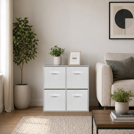 Grey 4 Cube Open Book Shelf Storage Unit