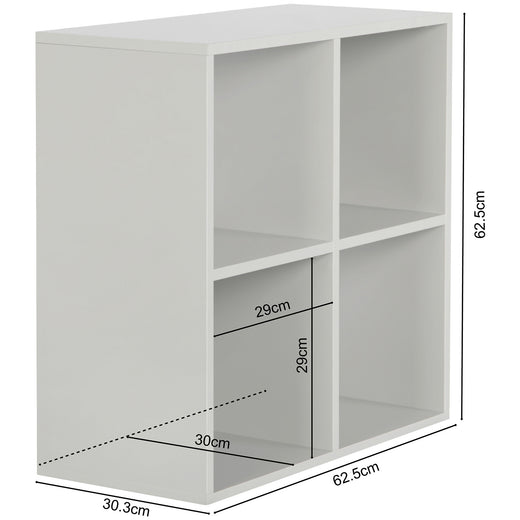 Grey 4 Cube Open Book Shelf Storage Unit