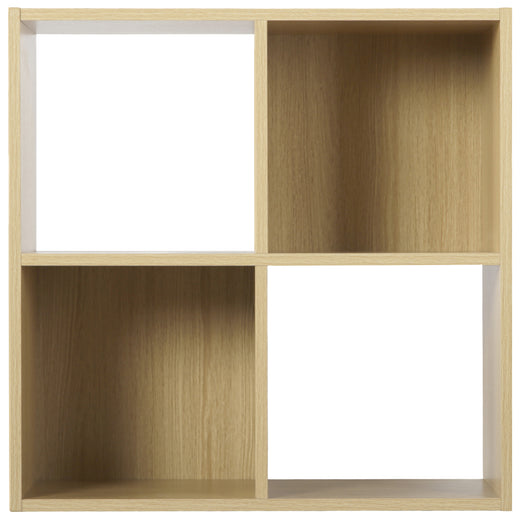 Oak 4 Cube Open Book Shelf Storage Unit