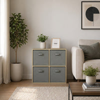 Thumbnail for Oak 4 Cube Open Book Shelf Storage Unit