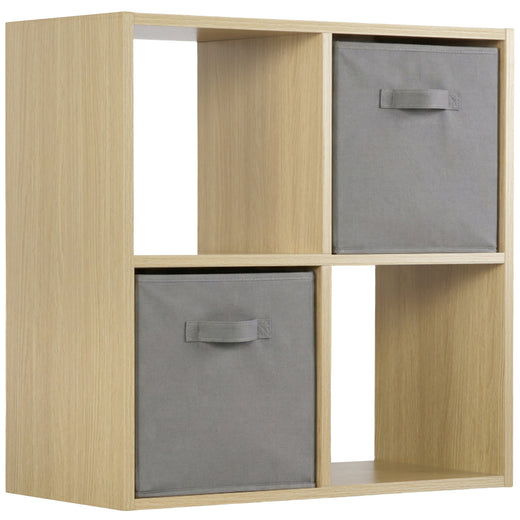 Oak 4 Cube Open Book Shelf Storage Unit
