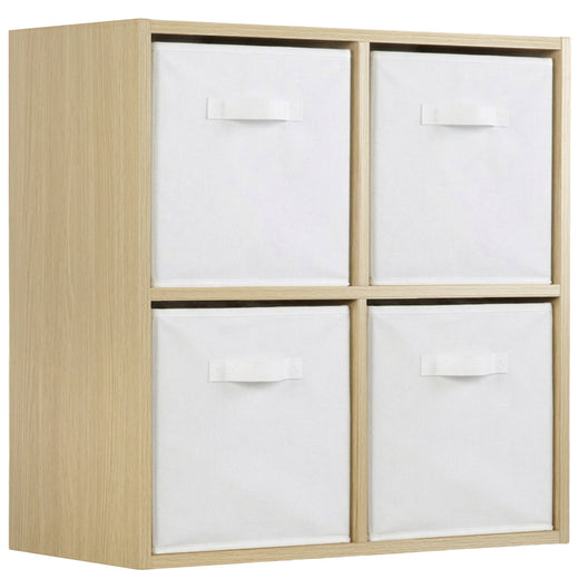 Oak 4 Cube Open Book Shelf Storage Unit