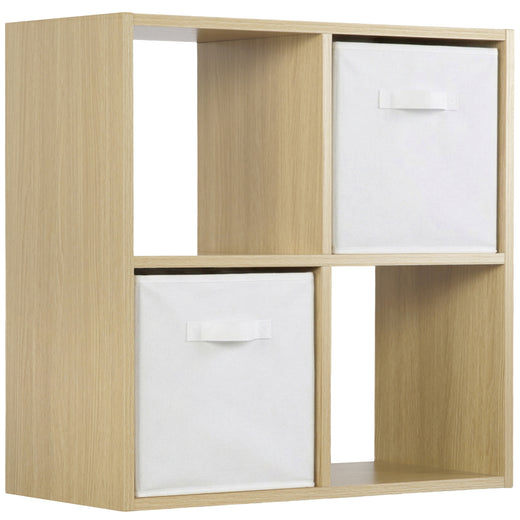 Oak 4 Cube Open Book Shelf Storage Unit