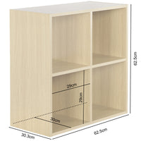 Thumbnail for Oak 4 Cube Open Book Shelf Storage Unit