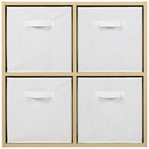 Oak 4 Cube Open Book Shelf Storage Unit