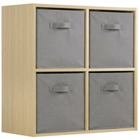 Thumbnail for Oak 4 Cube Open Book Shelf Storage Unit