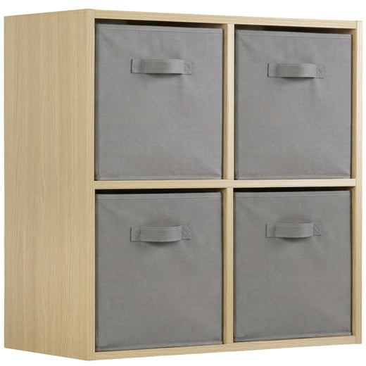 Oak 4 Cube Open Book Shelf Storage Unit
