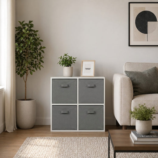White 4 Cube Open Book Shelf Storage Unit