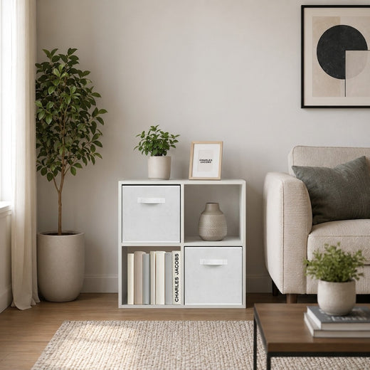 White 4 Cube Open Book Shelf Storage Unit
