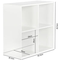 Thumbnail for White 4 Cube Open Book Shelf Storage Unit