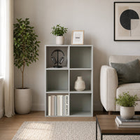 Thumbnail for Grey 6 Cube Open Book Shelf Storage Unit