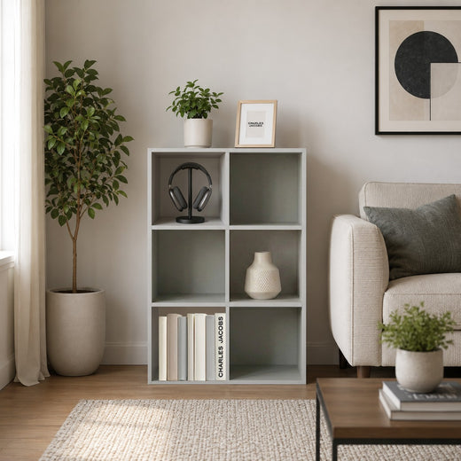 Grey 6 Cube Open Book Shelf Storage Unit