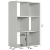 Thumbnail for Grey 6 Cube Open Book Shelf Storage Unit