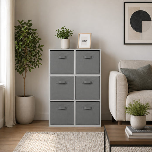 Grey 6 Cube Open Book Shelf Storage Unit