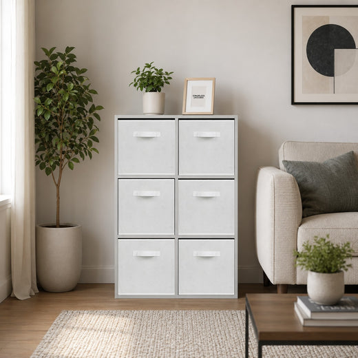 Grey 6 Cube Open Book Shelf Storage Unit