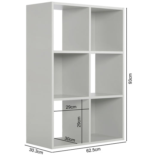 Grey 6 Cube Open Book Shelf Storage Unit