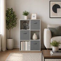 Thumbnail for Grey 6 Cube Open Book Shelf Storage Unit