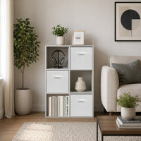 Thumbnail for Grey 6 Cube Open Book Shelf Storage Unit