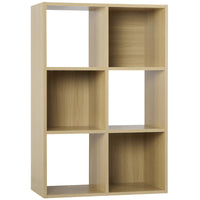 Thumbnail for Oak 6 Cube Open Book Shelf Storage Unit