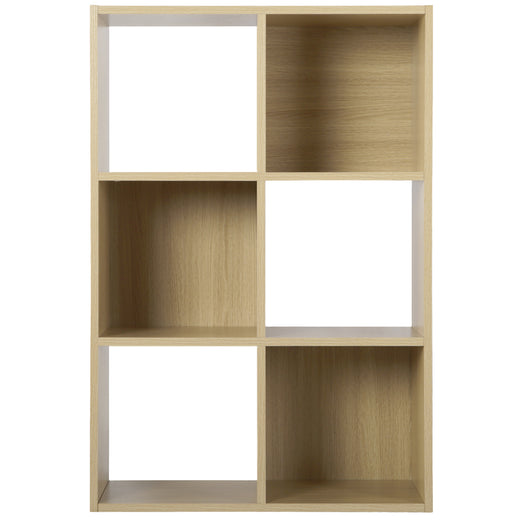 Oak 6 Cube Open Book Shelf Storage Unit
