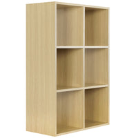 Thumbnail for Oak 6 Cube Open Book Shelf Storage Unit