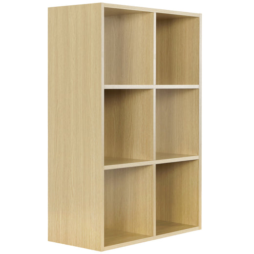 Oak 6 Cube Open Book Shelf Storage Unit