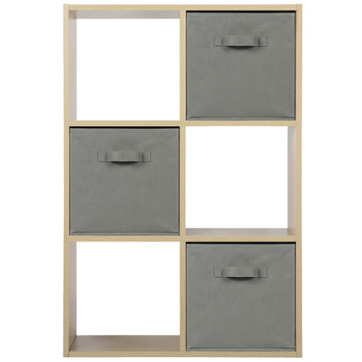 Oak 6 Cube Open Book Shelf Storage Unit