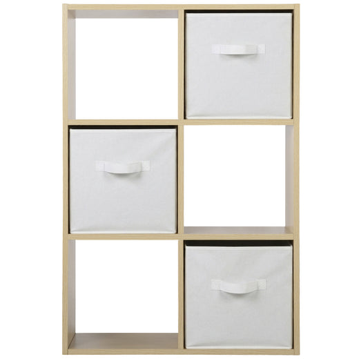 Oak 6 Cube Open Book Shelf Storage Unit