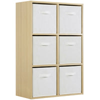 Thumbnail for Oak 6 Cube Open Book Shelf Storage Unit