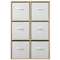 Thumbnail for Oak 6 Cube Open Book Shelf Storage Unit