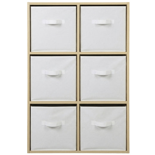 Oak 6 Cube Open Book Shelf Storage Unit