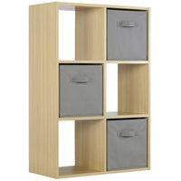 Thumbnail for Oak 6 Cube Open Book Shelf Storage Unit