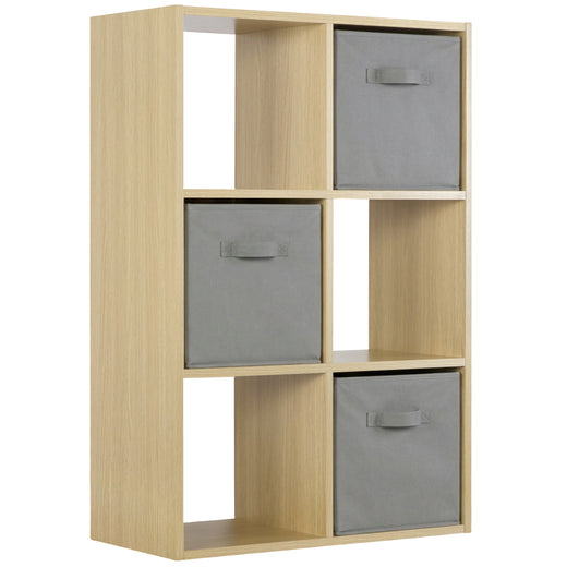 Oak 6 Cube Open Book Shelf Storage Unit