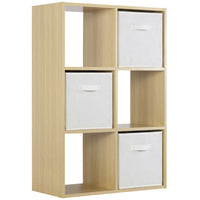 Thumbnail for Oak 6 Cube Open Book Shelf Storage Unit