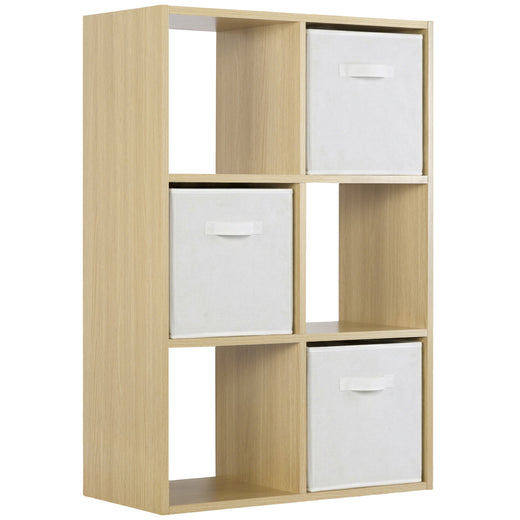 Oak 6 Cube Open Book Shelf Storage Unit