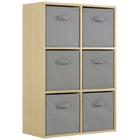 Thumbnail for Oak 6 Cube Open Book Shelf Storage Unit