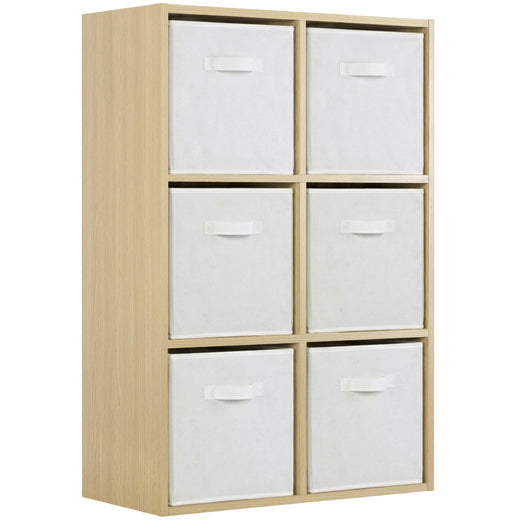 Oak 6 Cube Open Book Shelf Storage Unit