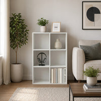 Thumbnail for White 6 Cube Open Book Shelf Storage Unit