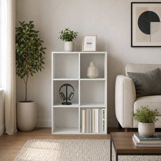 White 6 Cube Open Book Shelf Storage Unit