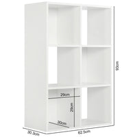 Thumbnail for White 6 Cube Open Book Shelf Storage Unit