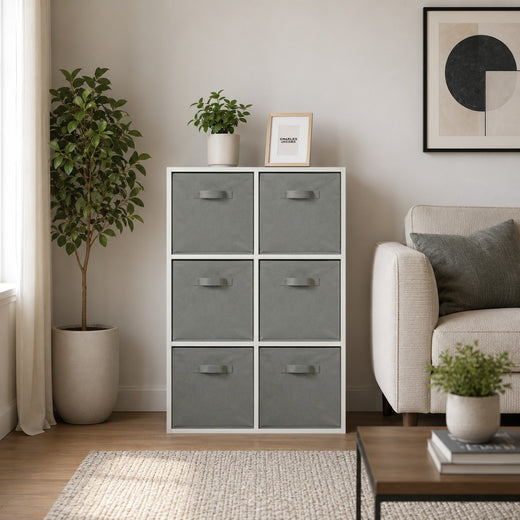 White 6 Cube Open Book Shelf Storage Unit