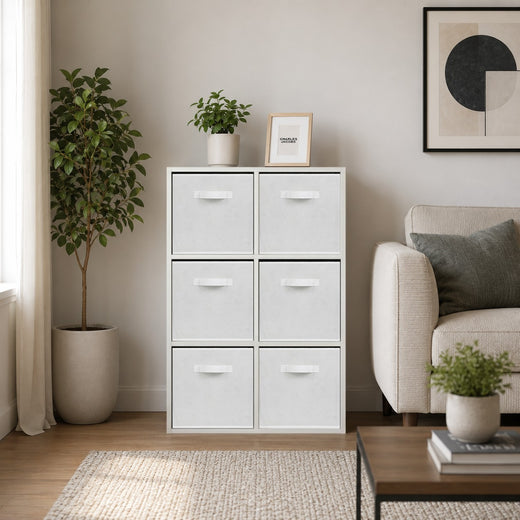 White 6 Cube Open Book Shelf Storage Unit