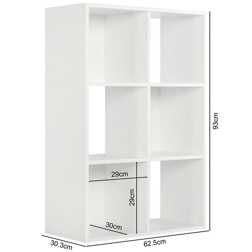 White 6 Cube Open Book Shelf Storage Unit