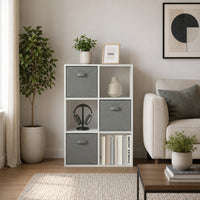 Thumbnail for White 6 Cube Open Book Shelf Storage Unit