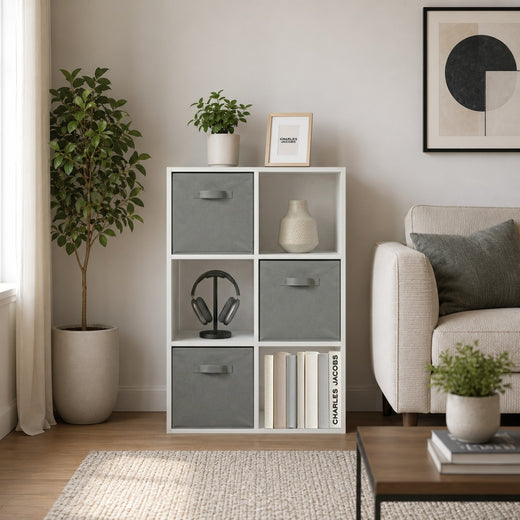White 6 Cube Open Book Shelf Storage Unit
