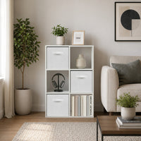 Thumbnail for White 6 Cube Open Book Shelf Storage Unit