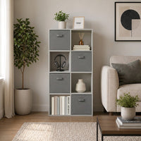 Thumbnail for Grey 8 Cube Open Book Shelf Storage Unit