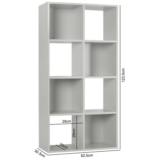 Grey 8 Cube Open Book Shelf Storage Unit