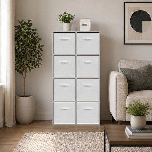 Grey 8 Cube Open Book Shelf Storage Unit